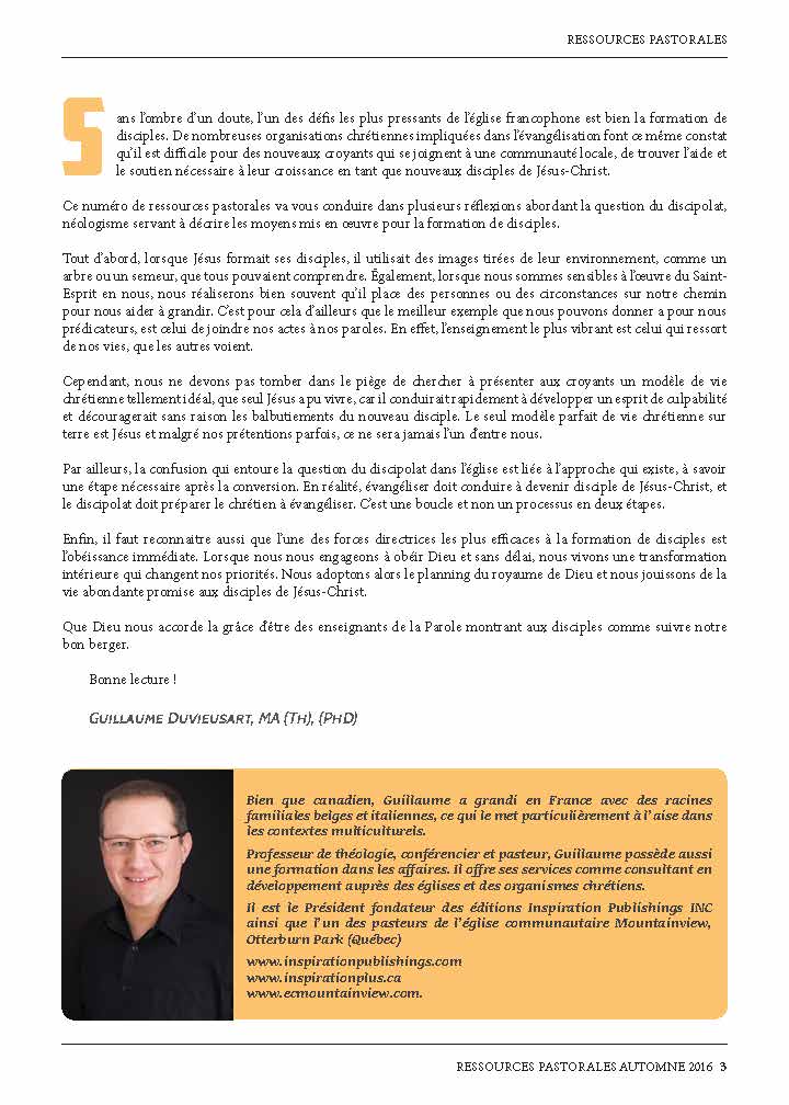 Le discipolat: Le mandat oublié | Ressources pastorales numéro 9