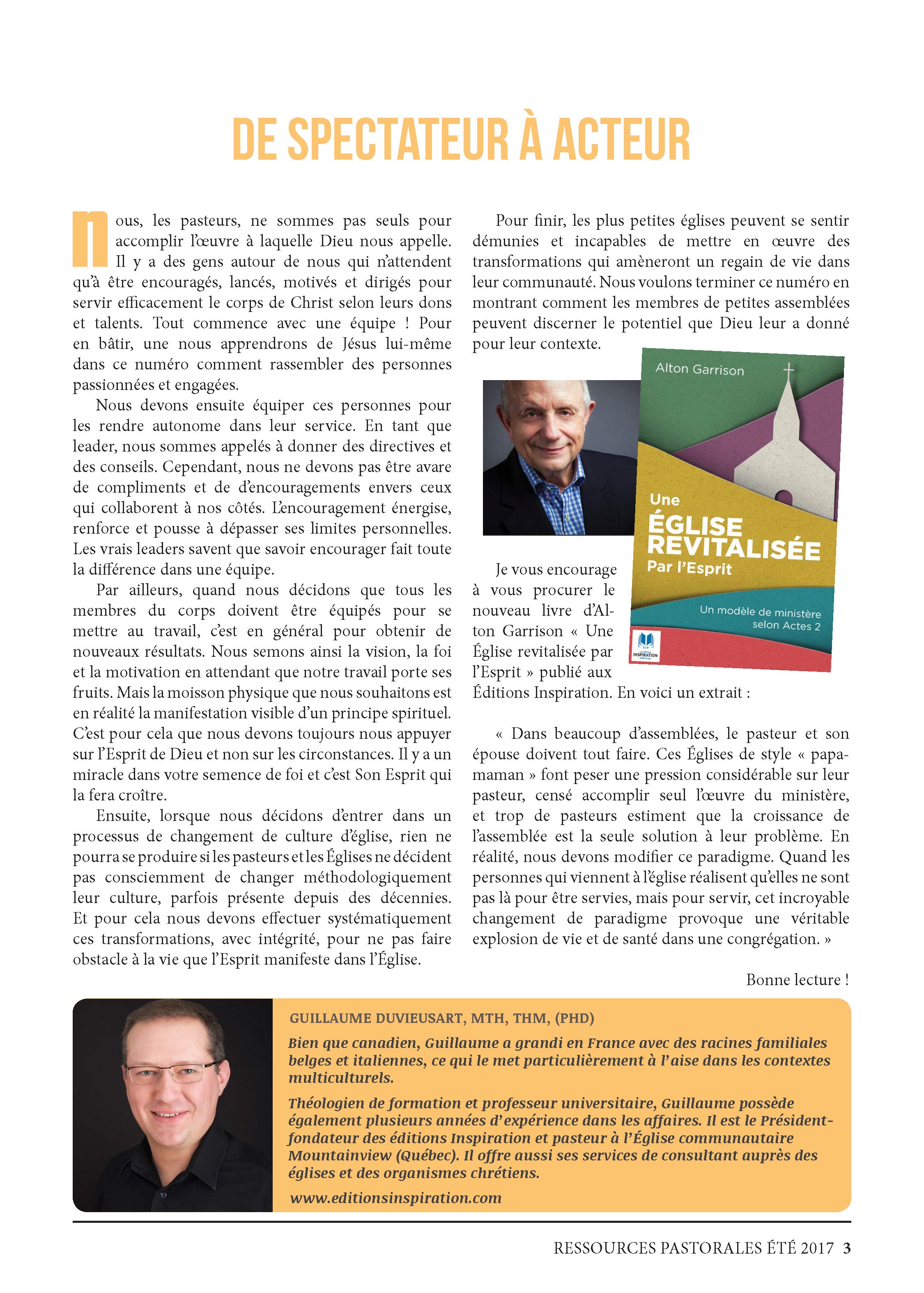 Quand les spectateurs passent à l'action | Ressources pastorales numéro 11