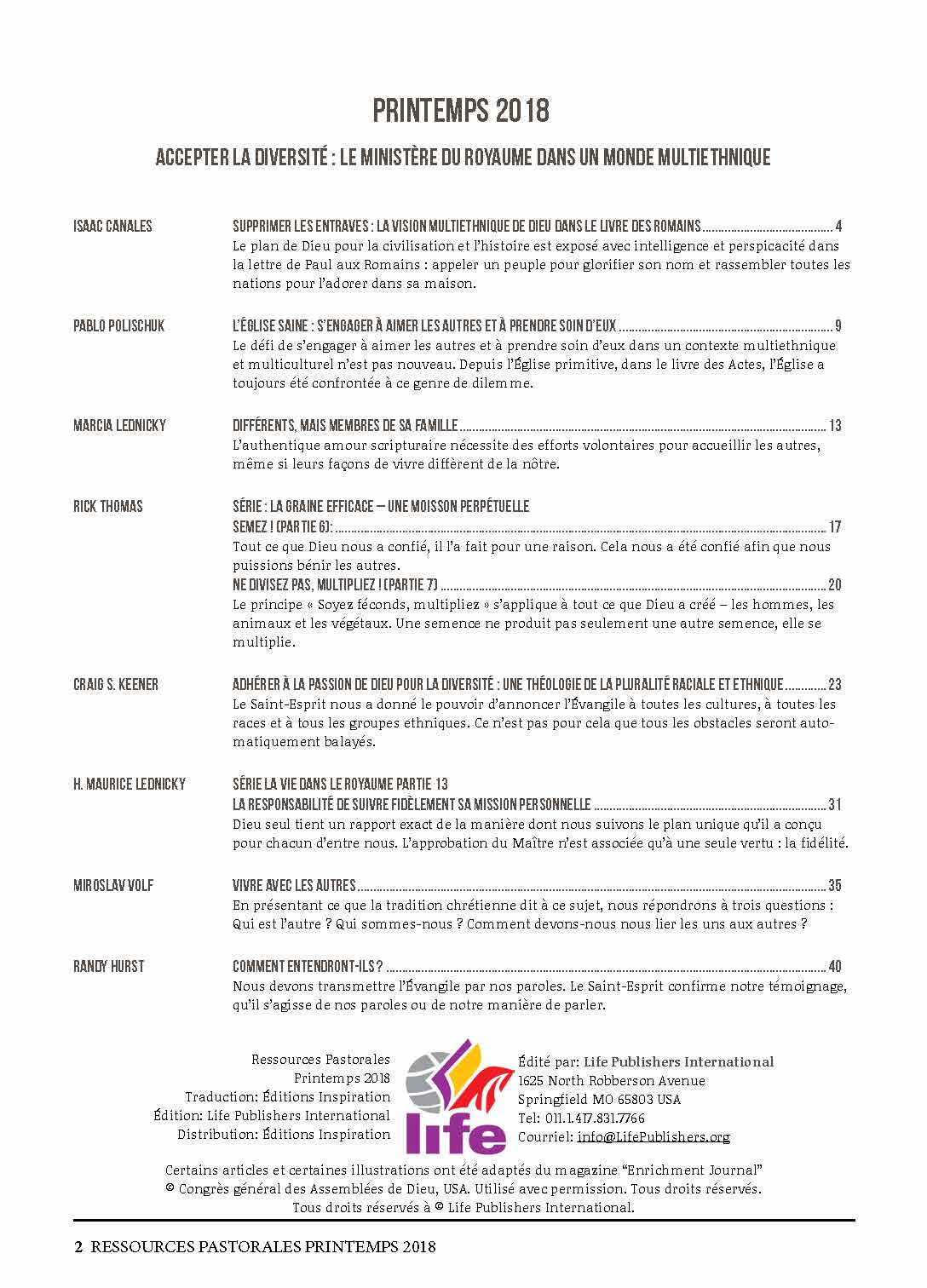 Accepter la diversité: Le ministère du royaume dans un monde multi-ethnique | Ressources pastorales numéro 13