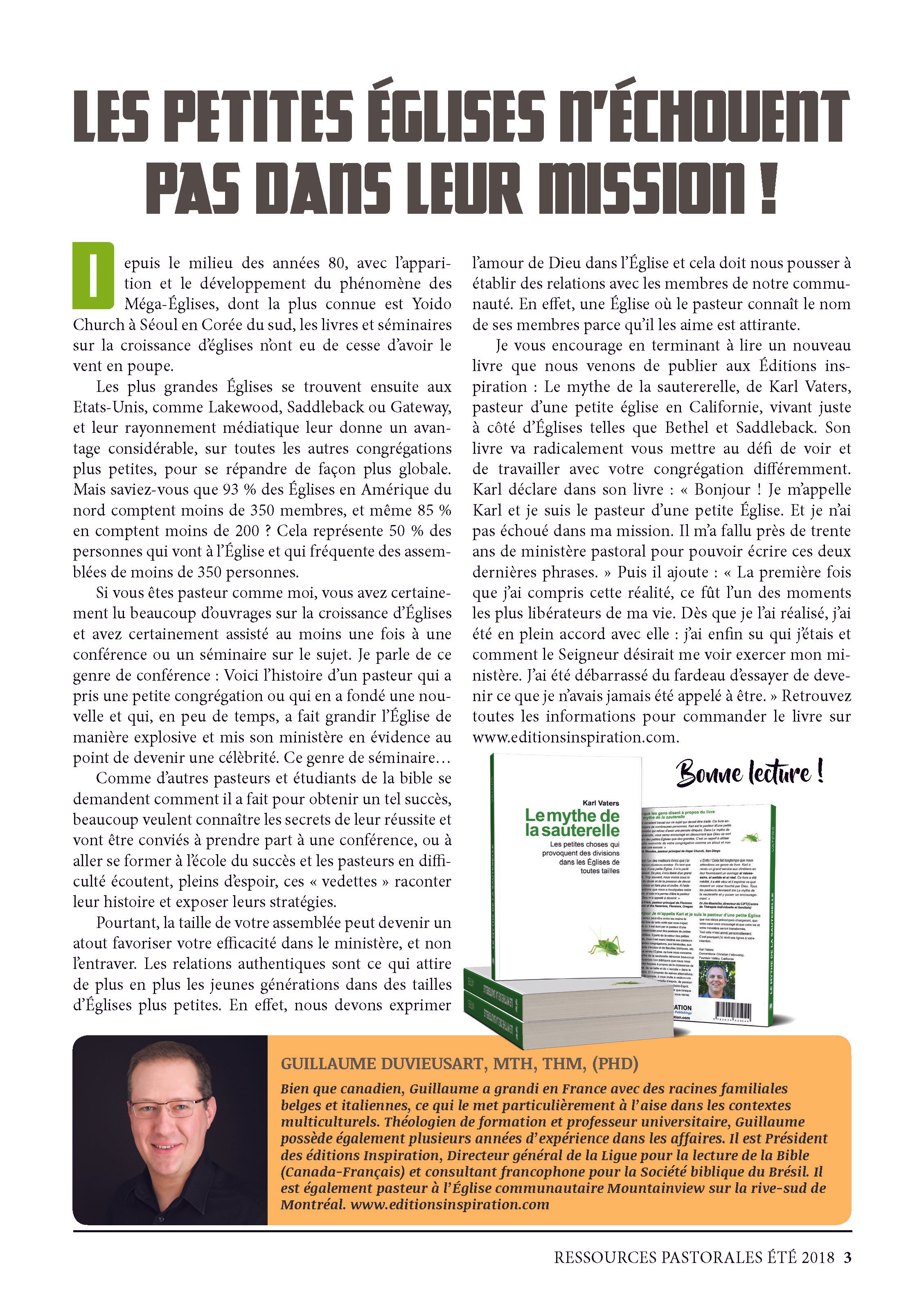 Le ministère dans les petites congrégations | Ressources pastorales numéro 14
