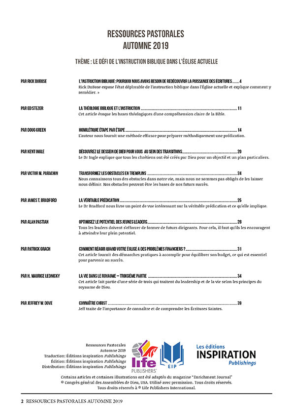 Le défi de l'instruction biblique dans l'Église actuelle | Ressources pastorales numéro 18