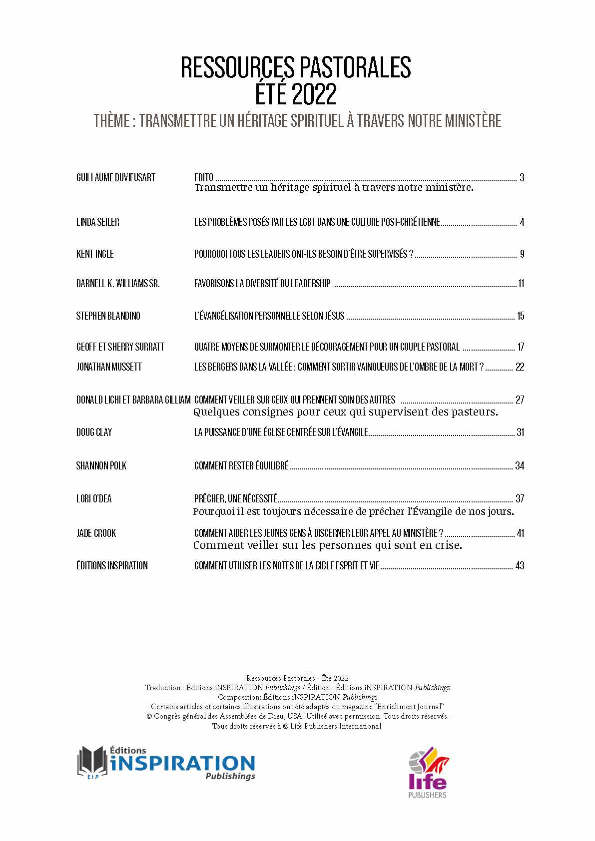 Transmettre un héritage à travers notre ministère | Ressources pastorales numéro 26