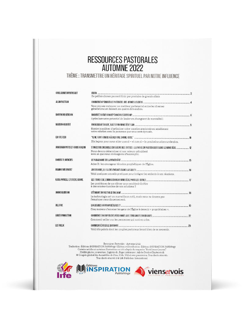 Transmettre un héritage à travers notre influence | Ressources pastorales numéro 27