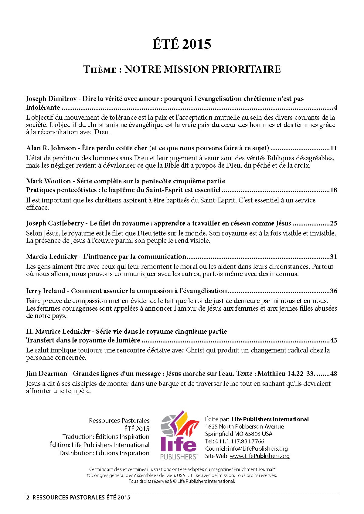 Notre mission prioritaire | Ressources pastorales numéro 5