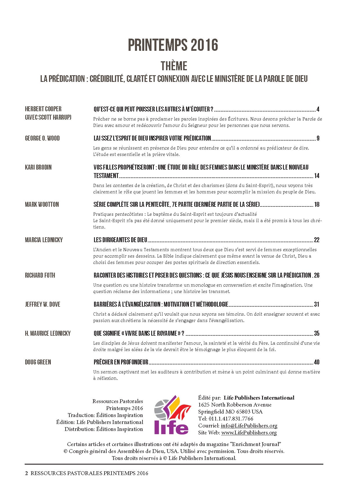 La prédication : crédibilité, clarté et connexion avec le ministère de la Parole de Dieu | Ressources pastorales numéro 7
