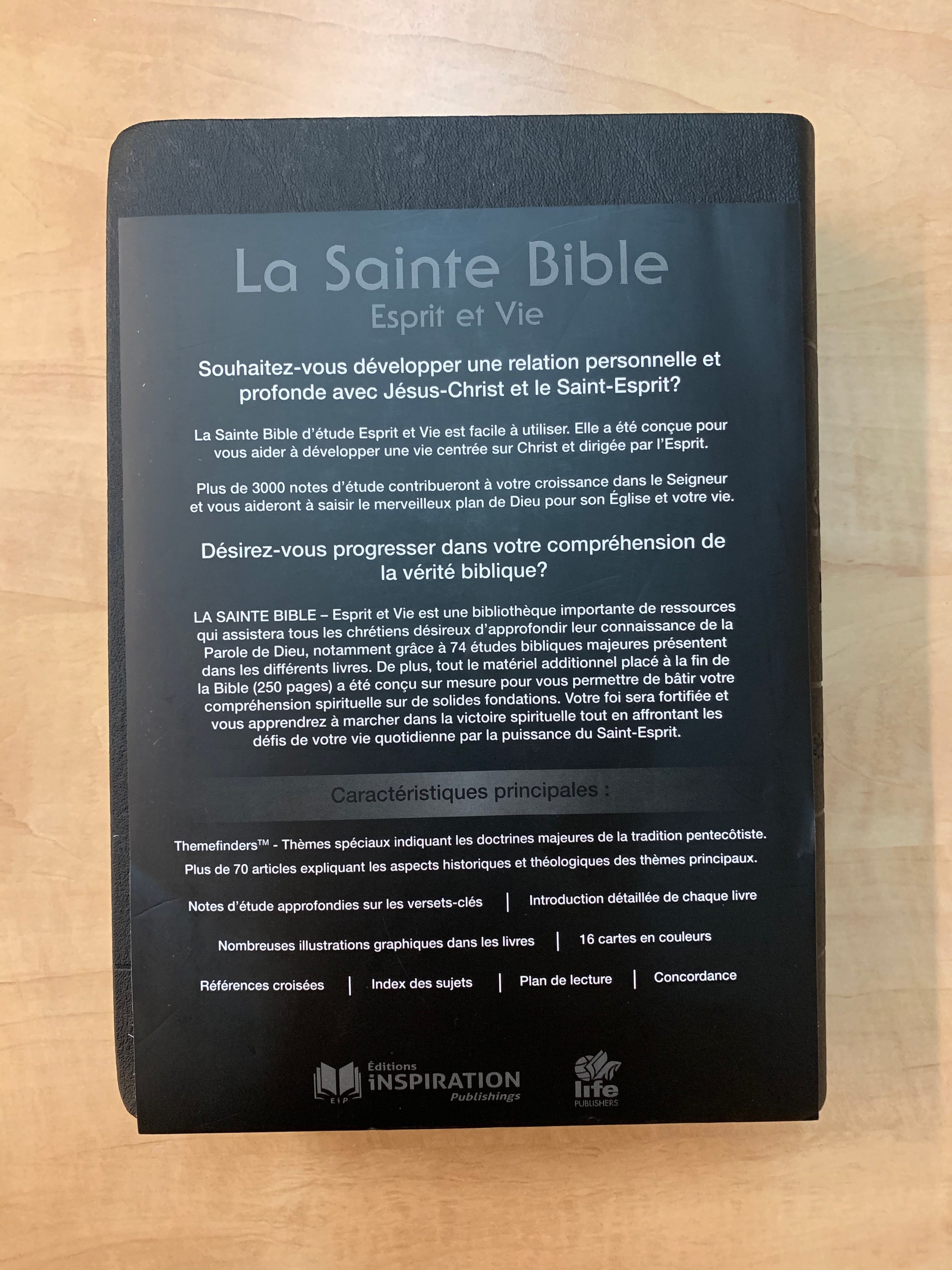 Bible Esprit et Vie Edition Black Out PU Noir - Boutique iNSPIRATION