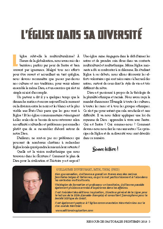 Accepter la diversité: Le ministère du royaume dans un monde multi-ethnique | Ressources pastorales numéro 13